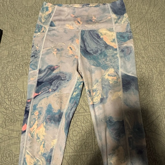 Victoria's Secret Blue and Pink Leggings W/ pockets - Picture 1 of 5